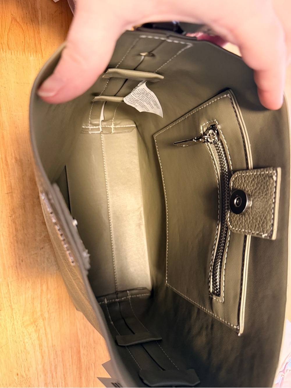 Steve Madden Olive Green Pebbled Leather Shoulder Bag - Picture 3 of 5